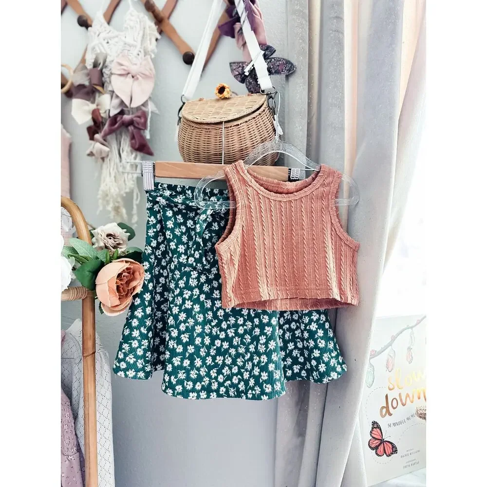 Zara Garden Party Blooming Floral Skater Skirt + Cinnamon Crop Top